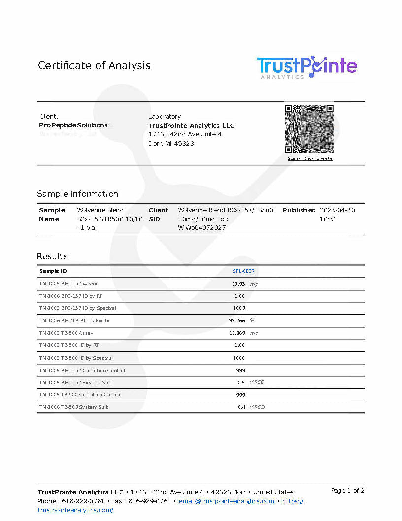 Wolverine | BPC-157 (10mg)/TB-500 (10mg)