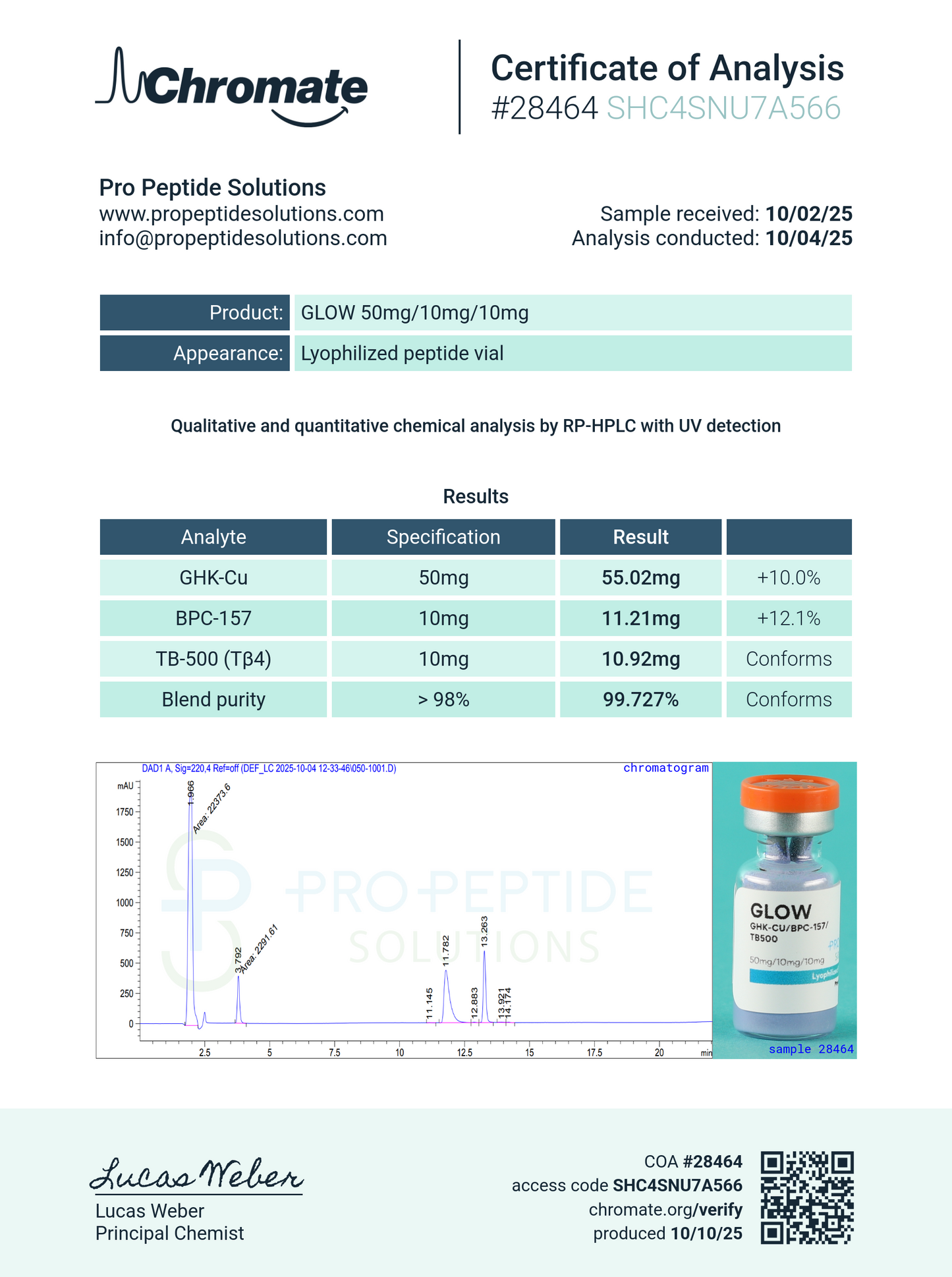 Glow 70mg | GHK-CU (50mg) / BPC-157 (10mg) / TB500 (10mg)