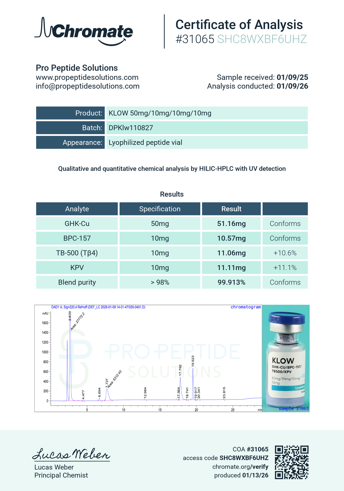 KLOW 80mg | GHK-CU (50mg) / BPC-157 (10mg) / TB500 (10mg) / KPV (10mg)