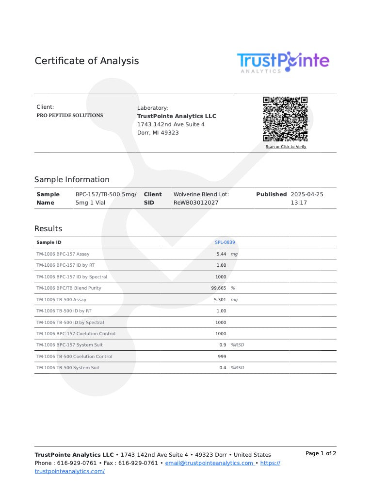 Wolverine | BPC-157 (10mg)/TB-500 (10mg)